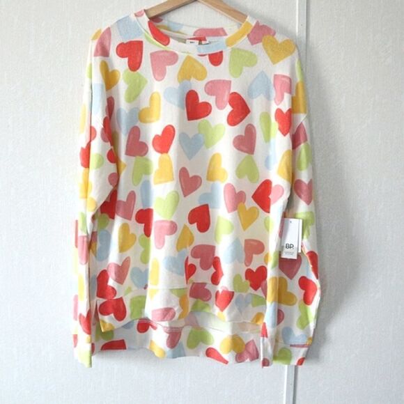 Nwt Nordstorm BP Comfy ivory happy hearts - Picture 1 of 8